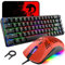 60% Mechanical Mini 68 Key RGB Backlit Wired USB C Gaming Keyboard + Lightweight Rainbow Backlight 6400 DPI Honeycomb Mouse + Mouse Pad Compatible With PS4,PS5,Xbox,PC,Laptop,MAC - Blue Switch