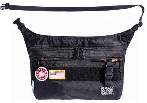Rough Enough schwarze Umhängetasche für Herren, mit 20,3 cm (8 Zoll) Tablet, Handheld-Spielfach, taktisches Molle-System für adrette Teenager, Reisen, lässig, EDC japanisch, schlank, Schwarz, 13 x 1.5