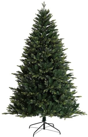 EVRE Artificial Brunswick Spruce Christmas Tree with 800 PE PVC Hinged Branch Tips & Strong Foldable Metal Stand for Indoor Xmas Festive Home Decor 6Ft,185CM