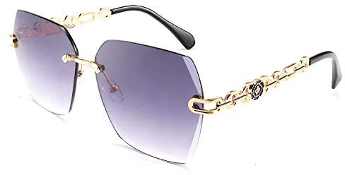 FEISEDY Rimless Glasses Women Hexagonal Diamond Cutting Gradient Lenses Trendy Classic Ladies Sun Glasses B2567
