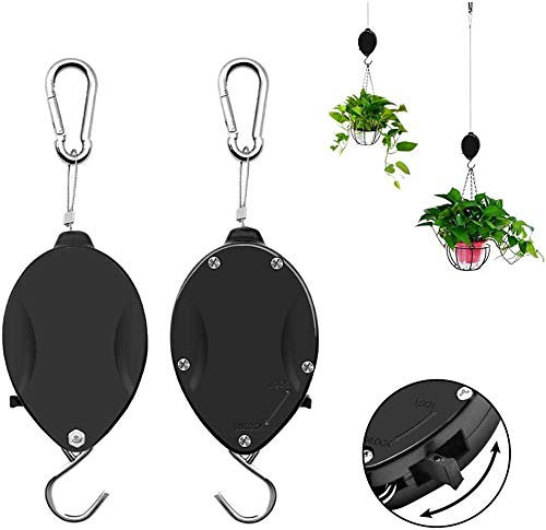 Amini Pflanzen Aufhängung verstellbare Pflanze Aufhänger Seilrolle Ampelaufzug Pflanzenlift Halter für Vogelhaus Blumenampel Haken Halte Einziehbare Leichter Pflanzenrolle Einziehbar (1pcs)