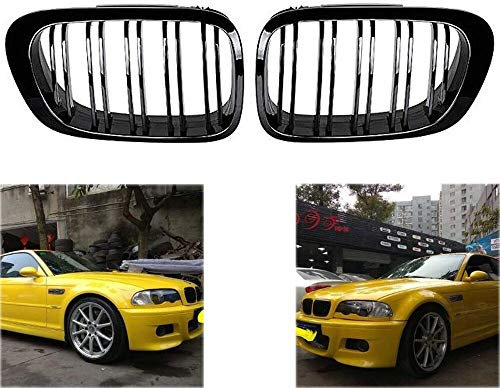 TOOWGM Front Hood Nieren Luxus Grill Grill Snap-on für BMW 330ci Coupe Cabriolet Pre-Facelift für E46 2D 1999-2002 Schwarz