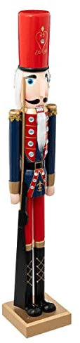Déco de Noël Grande Figurine Casse Noisette en Bois Rouge H 106 cm - Feeric Christmas