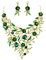 Clearine Blatt und Blume Schmuckset Hochzeit Braut Cluster für Damen Party Kristall Emaille Erklärung Halskette und baumeln Ohrringe Schmuck Set Smaragd Grün Gold Ton