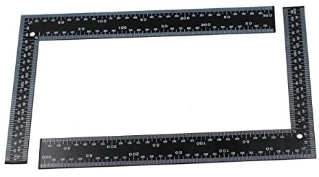 feedal L-förmiges, metrisches quadratisches Tischler-Lineal aus gehärtetem Edelstahl, für präzises Schneiden, Trimmen, Schneiden und Messen, Schwarz