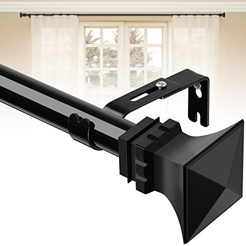 HARRMS Gardinenstange Ausziehbar, Schwarz 76-158cm, Verstellbare Vorhangstange Metall, Scheibengardinenstange Gardienenstangenset mit Halterungen und Endstücken für Schlafzimmer, Wohnzimmer