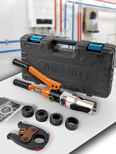 AMZCNC Pinza a pressa idraulica professionale con ganasce a pressione, profilo U 16-20-25-32, set di strumenti di pressatura, per tubi compositi con raccordi del contorno a U