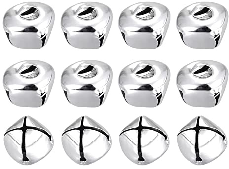 sourcing map Jingle Bells, 3/4(20mm) 12pcs Small Bells for Crafts DIY Christmas, Holiday Decoration, Musical Party, Home, Festival, Wedding, Silver Tone