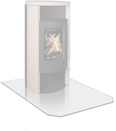 EWO Funkenschutzplatte - Glasplatte für Kaminöfen in Sechseck-Form (120 x 100 x 0,6 cm) - Bodenplatte als Kamin Funkenschutz mit ESG-Sicherheitsglas - Kaminplatte Boden-Schutzglas