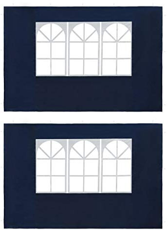 JUNZAI Partyzelt-Seitenwände 2 Stück mit Fenster, Seitenteile Pavillon, Seitenwände Für Pavillon, Pergola Seitenwand, PE Blau