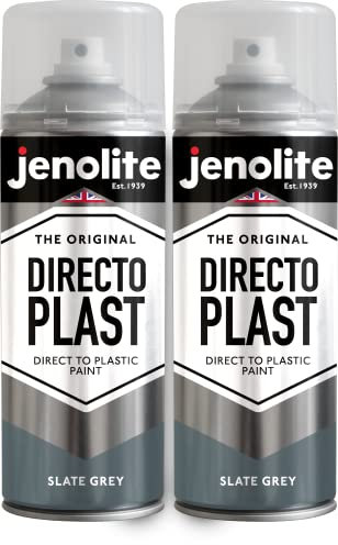 JENOLITE Directoplast Pintura en aerosol brillante | GRIS PIZARRA | 2x400ml | Pintura en aerosol multisuperficie | Para todo tipo de plástico | No requiere imprimación | RAL 7031