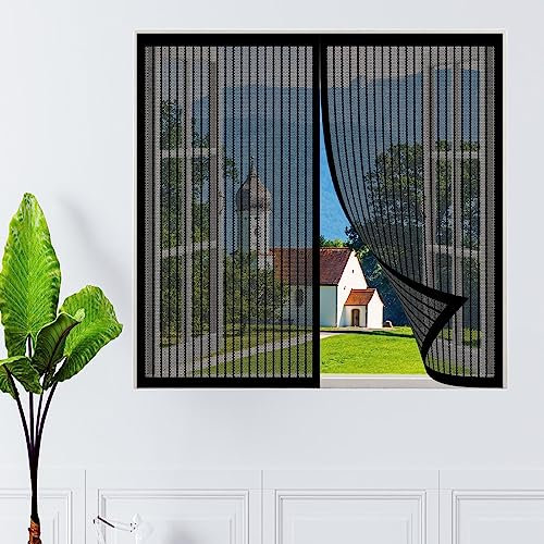 Insektenschutz Fenster Fliegengitter 145 x 55 cm Fliegengitter Insektennetz Fenster-Fliegengitter Ohne Bohren für Dachfenster mit Reißverschluss, Schwarz