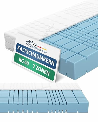 AM Qualitätsmatratzen Premium 7 Zonen Kaltschaummatratze 200x200 H2 - Made in Germany - Oeko TEX zertifizierte Matratze Kaltschaum 200x200-19 cm Hoch - Orthopädische Matratze 200x200cm