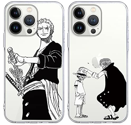 2 Stück Handyhülle für Apple iPhone 15 PRO Hülle 6.1 Zoll Anime Monkey D Gear 5 Nika Zoro Hülle, Transparent Manga Cool Muster Schutzhülle Weiche Stoßfest TPU Silikon Cover für iPhone 15 PRO