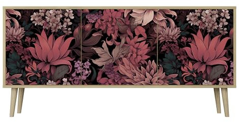 HEALANCY Komodenschrank - Kommode mit 3 Türen- Flurkommode- Schrank - Highboard - Kleiderschrank Möbel - Wohnzimmer Schlafzimmer Esszimmer Flur - Sideboard- Riva-Eiche