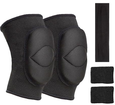 JTMKYO 1 paio di ginocchiere in spugna ispessita, 1 paio di protezioni per maniche, 1 fascia, yoga e attrezzature di protezione sportiva, calde, antiscivolo e anti-collisione, per adulti e bambini