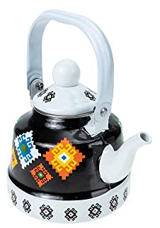 GaRcan Teteras de té esmaltadas en Acero Tetera esmaltada Vintage Tetera de Hojas Sueltas Tetera para Estufa Tetera para Acampar al Aire Libre Tetera Agua Té Camping (Noir)