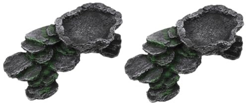 Angoily 2pcs Resin Tortoise Habitat Basking Platform Reptile Hiding Cave Turtle Accessories