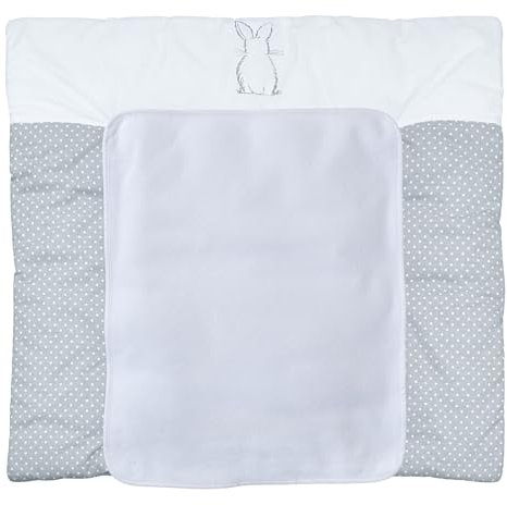 Baby Delux Wickelauflage 75x70 cm weiche Wickelunterlage Wickeltischauflage mit Frotteeauflage wasserdicht waschbar (Hase grau)