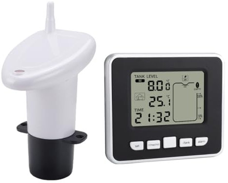 Water Tank Level Indicator Liquid Level Meter with Temperature Display for Oil Tank Rainwater Tanks (No Battery) The sensor