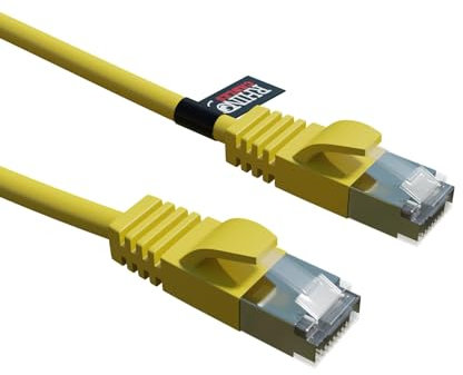 rhinocables CAT 8 2m Yellow Short Ethernet Cable | 40Gbps, 2000Mhz Bandwidth, For Gaming, Streaming & Browsing | S/FTP Shielding For Minimal Signal Loss & Fast, Stable Connections (Pack of 10)