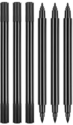 6Pcs Double End Fabric Marker for Clothing Hat Canvas Bag Shoes No Fading No Bleeding Waterproof Black Fabric Paint Pen Fabric Pen