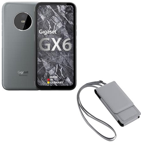 Gigaset GX6 - Outdoor Smartphone 5G + Phone Bag grau - Militärstandard - Staub- & wasserdicht IP68 - Display mit Gorilla Glass - 128GB+6GB RAM - 50MP Kamera - Android 14 fähig, Titanium Grey