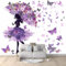 Papier Peint Panoramique Violet, 3D Peinte Papillon Fille Art De Rêve Intissé Murale, 400 x 280 cm (W x H) Photo Murale pour Salon Chambre d'enfants restaurant Décoration Murale