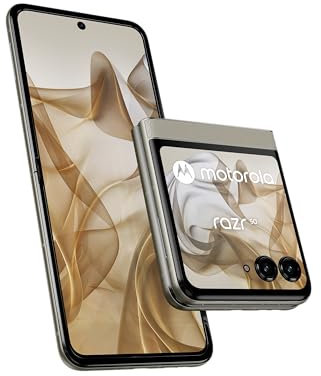 Motorola razr50 (Flip-Phone, 6,9/3,6-FHD+-Display, 50-MP-Kamera, 8/256 GB, 4200 mAh, Android 14) Beach Sand, inkl. Premium-Schutzcover [Exklusiv bei Amazon]
