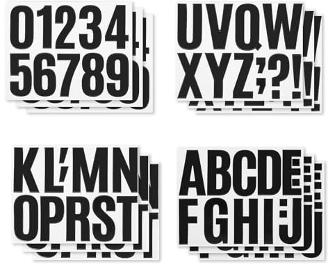 184 Stück 12 Blatt Alphabet Zahlen Aufkleber, klebebuchstaben schwarz Buchstaben Sticker, Buchstaben für Pinnwand, Selbstklebende Vinyl Alphabet Aufkleber für Poster, Briefkasten, Klassenzimmer