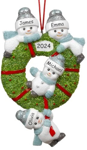 iDIY Personalisierte Weihnachtskugeln – Weihnachtsschmuck für Familien – Individuell Gravierte Namen & Jahr – Handgefertigter Personalisierter Christbaumschmuck - Familie mit 4 Personen