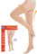 20-30 mmHg Medizinische Kompressionsstrümpfe Damen & Herren Klasse 2, Geschlossene Zehe Lang Stützstrümpfe Thrombosestrümpfe mit Silikonband für Krampfadern Ödeme Flug (Beige, XXL)