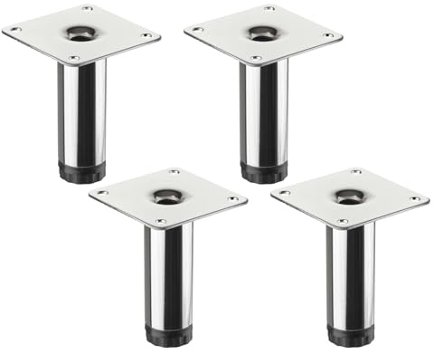 4 x SOTECH Möbelfuß LIMA H: 80 mm Ø 25 mm Verstellbar 10 mm Chrom poliert | Vitrinenfüße Sockelfüße Schrankfüße