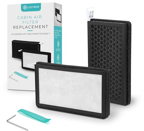 Lectron Filtro dell'aria di ricambio compatibile con Tesla Model 3 e Model Y - H13 HEPA filtro con carbone attivo, compatibile con Tesla Model Y/Model 3 (2016 o successivi) (confezione da 2)