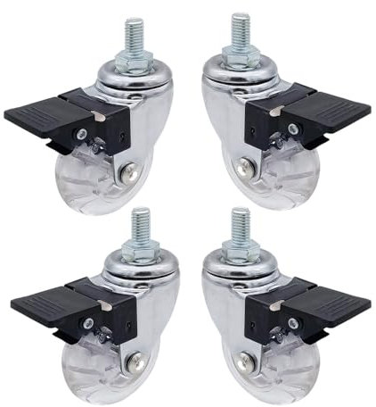 Changyeah 4 ruote girevoli, con perni filettati M8 x 15 e cuscinetti a sfera, con freno, per mobili, tavolo, carrello, borsa per attrezzi per trasporto industriale e logistica