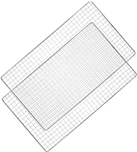 SUPVOX Stainless Steel Barbecue Net: 44X26Cm 2Pcs Bbq Grill Rack for Outdoor Cooking,Mesh Sheet for Grilling