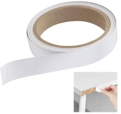 Cinta adhesiva de melamina blanca de 20 mm x 10 m, cinta autoadhesiva para bordes de muebles, para estantes laminados, armarios, reparación de muebles, restauración de muebles, aplicación de bricolaje