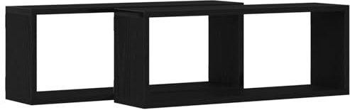 vidaXL Moderne Wandmontierte Schwarze Eichenregale Set von 2 | Stylische Engineered Holzlösungen für drinnen 60 x 15 x 23 cm Perfekt für Wohnzimmer und Schlafzimmer Regal kompakte Einheit