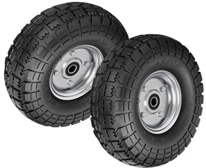 Dunnet Tools 2pc Wheelbarrow Wheel Replacement Heavy Duty Sack Truck Tyres 4.10/3.50-4 Wheel Easy To Install Wheelbarrow Wheels 4.10/3.50-4 Innertube Tyres And Pneumatic Wheels For Trolley Sack Truck