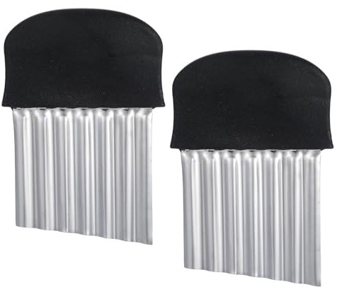 YBEATY 2 Pcs Crinkle Cutter Stainless Steel Potato Spiral Slicer French Fry Slicer Heavy Duty Wavy Cutting Chopping Tools Safe Kitchen Blade for Fruit Vegetable Salad Carrot Potato Fries