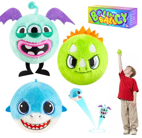 U&C Planet 3er Set Plüsch-Sprungbälle für Kinder ab 1 Jahr