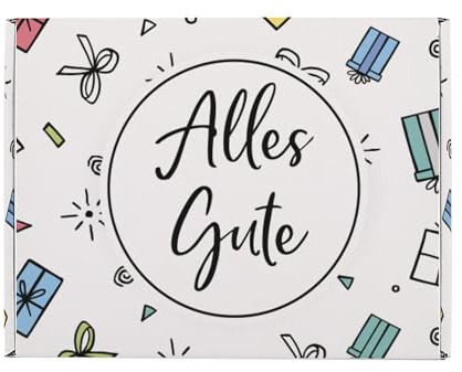 Herz & Heim® Geschenkbox aus stabilem Karton – verschiedene Größen & Motive – Geschenkverpackung für Geburtstag, Muttertag, Vatertag & Dankeschön (Alles Gute, C (21,5 × 8,5 × 15,5 cm))