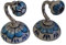 FROM INDIA BOUTIQUE Lot de 2 Crochets muraux, Patère murale, Porte-manteau en Céramique et Aluminium Fleur Bleue