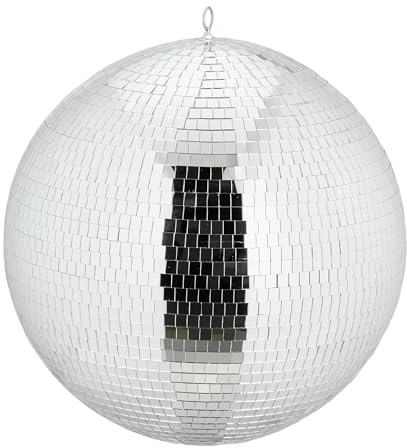 Relaxdays Discokugel, Ø 50 cm, Deko Spiegelkugel zum Aufhängen, große Partykugel mit Metallöse, Discoball Party, Silber