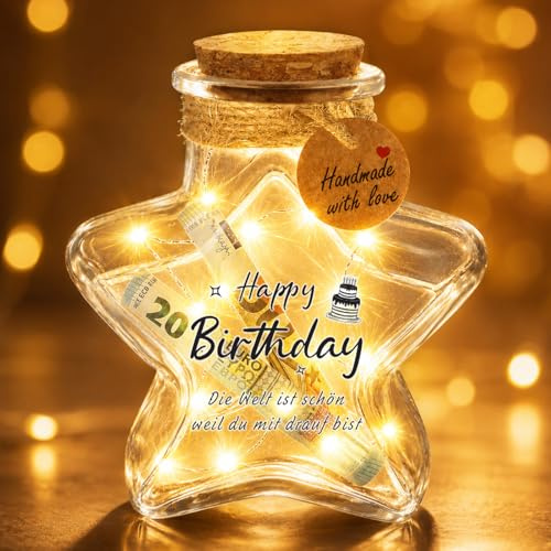 Giftota Geburtstagsgeschenk für Frauen, LED Flaschenlicht Geldgeschenk | Sternform Flaschenlicht, Geschenk zum Geburtstag, Geschenkideen Geburtstag für Freundin Frau Mama Oma Schwester