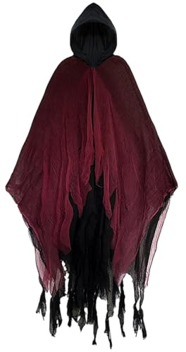 Sobzia Costume Halloween Donna Uomo,Costume Fantasma Mantello con Cappuccio,Costumi Halloween Lungo Carnevale Capo Masquerade,Vestito Morte Strega Fantasma Adulto