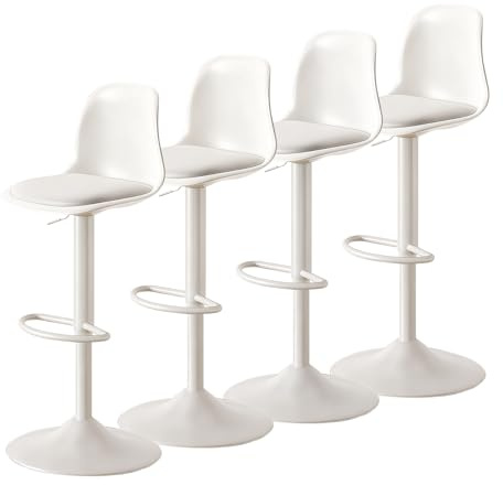 XUEGW Modernes Barhocker-Set à 4 Stück, höhenverstellbare Drehbarhocker mit Rückenlehne und Fußstütze, Barhocker für Kücheninseln und Homebars