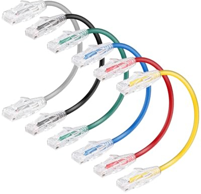YANBORONSN Short Cat 6a Slim Ethernet Cable 0.25M,OD2.8mm Cat6a Gigabit High Speed 1000Mbps Internet Cable,RJ45 Network LAN Cord Compatible with PC,Xbox,Laptop,Network(6 Pack)