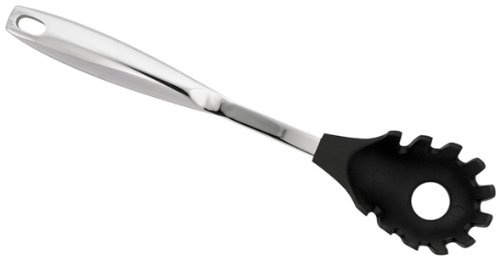 Stellar Premium Nylon Tools Spaghetti Server, Polished Stainless Steel Handle with Soft Nylon End, For Use with Non-Stick Cookware, Dishwasher Safe