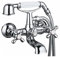 Clever Grifo de baño ducha bimando mural, 2 salidas de agua, incluye teléfono, flexo y soporte a pared